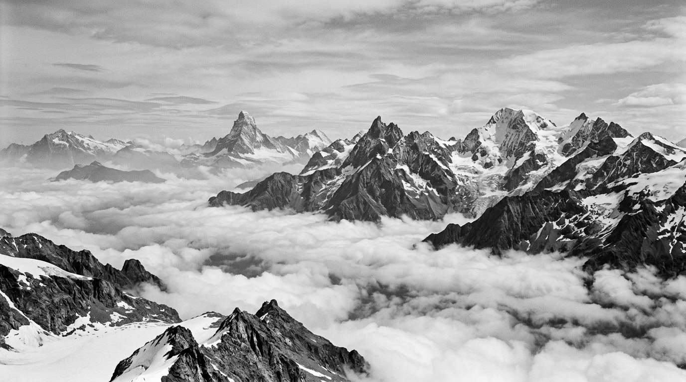 Mountain peaks above clouds